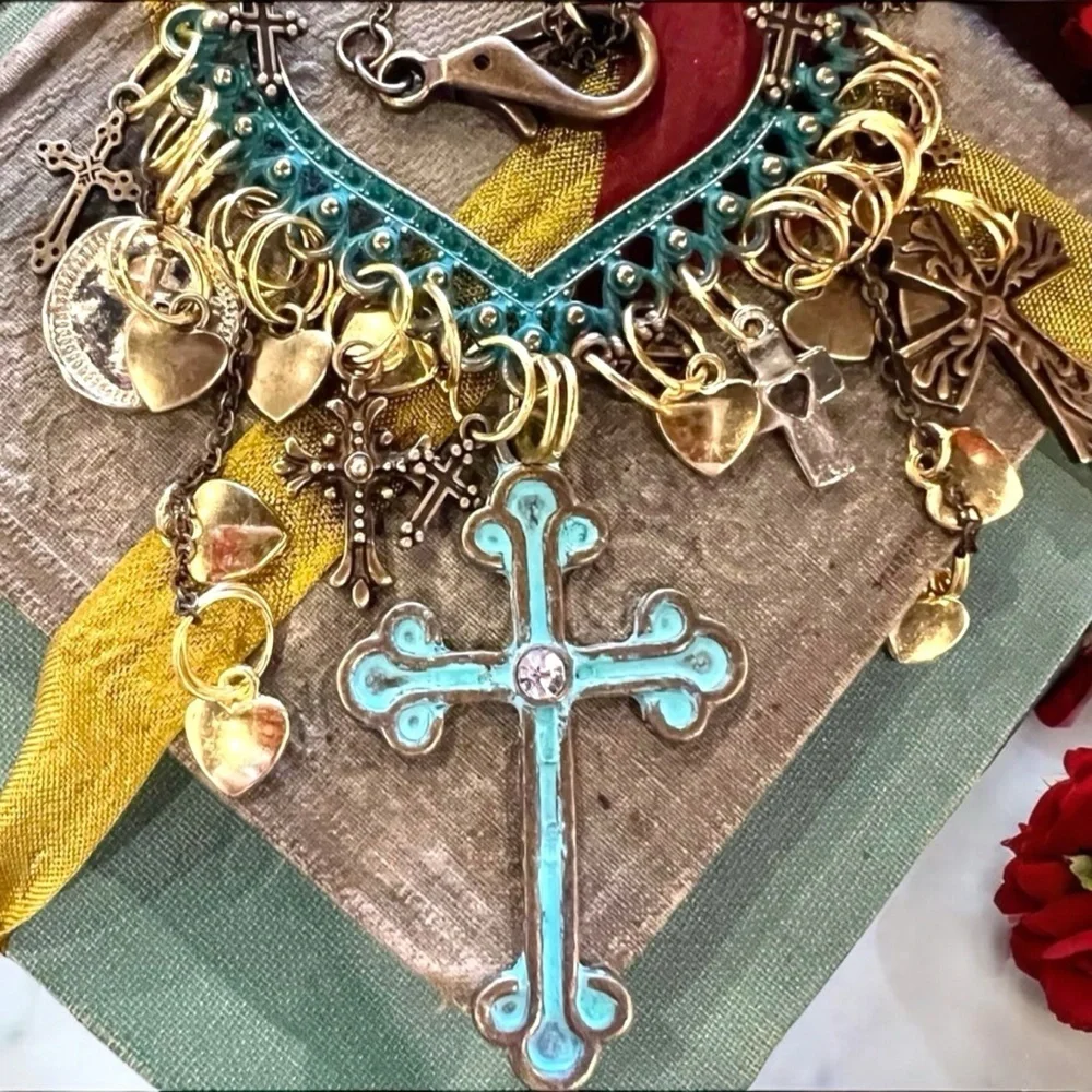 Cross statement necklace. Boho spiritual necklace. Beautiful and full of grace.